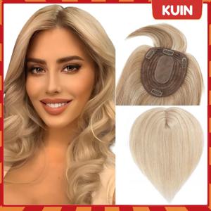 스트레이트 실크 탑 베이스 토퍼, 여성용 가발 3개 클립 포함, 100% 레미 인모 통기성 가발 클립 일체형 여성 토퍼