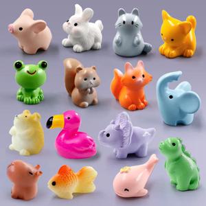 10Pcs 부활절 토끼 다람쥐 코끼리 여우 양 오리 돼지 고양이 개구리 뱀 입상 미니어처 요정 정원 장식 액세서리