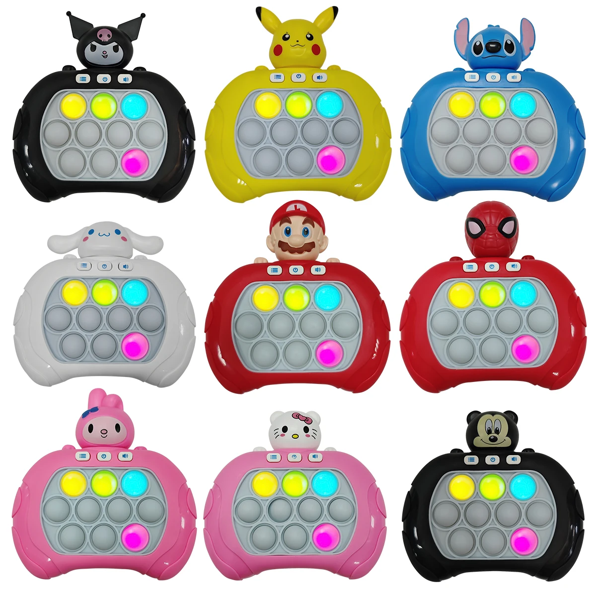 스파이더 맨 & 스티치 퀵 푸시 게임 팝업 Fidget Bubble 전자 팝 it 프로 게임 라이트 안티 스트레스 장난감 성인 어린이 선물