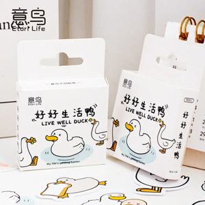 Etori Life46pcs/pack Good Life Duck 앨범 장식 스티커 DIY 학생 문구 노트 일기 용 자기 접착 스티커