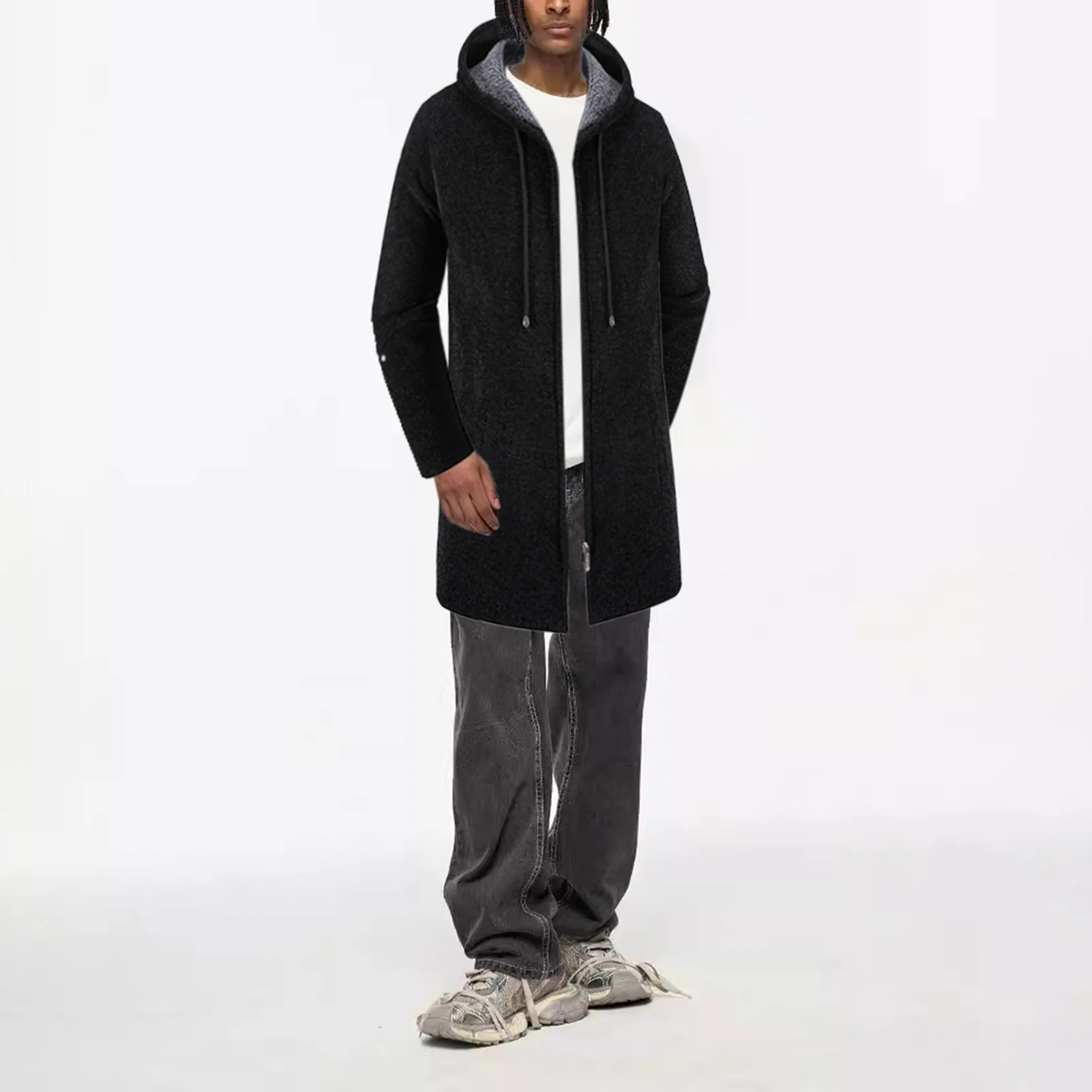 남성용 캐주얼 겨울 재킷, 조절식 드로스트링 및 포켓 디자인, 겨울 쇼핑 데이트 파티