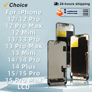 아이폰 12 13 14 용 AAA + OLED 디스플레이, 3D 터치 스크린 디지타이저, 12 미니 13 프로 14 프로 15 프로 맥스 LCD 교체 부품, 신제품
