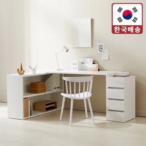 스노우 와이드 데스크 L자형 학생 화이트 책상 1400/1600