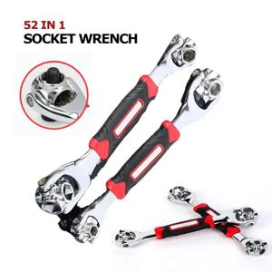 1PCS 52 in 1 도구 소켓 작동 오토바이 래칫 스플라인 볼트 슬리브 회전 핸드 툴 360 학위 다목적 타이거 렌치