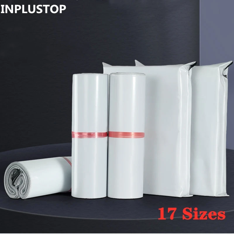 INPLUSTOP 새로운 회색 흰색 메일 익스프레스 가방 Ploy 불투명 봉투 보관 택배 가방 메일 링 가방 인감 택배 가방 다양한 크기