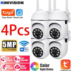 Tuya 5MP Wifi 카메라 실내 360 PTZ 애완 동물 베이비 모니터 IR 야간 투시경 Ai Tuya Smart Life로 P2P 감시 IP 카메라 감지