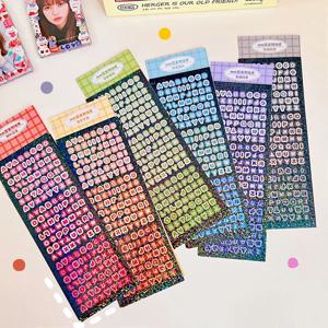4 시트/팩 레이저 블링 편지 선물 알파벳 스티커 장식 Photocard Scrapbooking DIY 사진 앨범 편지지 용품 2025