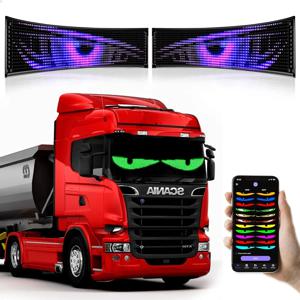 RGB LED 자동차 매트릭스 픽셀 패널 트럭 아이즈 사인 애니메이션 DIY 프로그래밍 가능 블루투스 앱 제어 유연한 스크롤 디스플레이 라이트