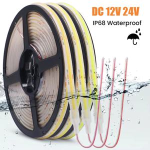 IP68 방수 COB LED 스트립 12V 24V 유연한 리본 테이프 320LED 홈 장식 0.5-10M에 대 한 고밀도 선형 빛