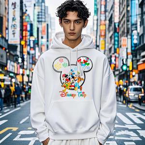 디즈니 미키와 가족 여행 프린트 남성 후드 스포츠 스웨터 캐주얼 탑 성인 루즈 의류
