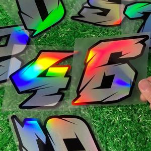 1PC 레이저 번호 스쿠터 스티커 혼다 야마하 가와사키 Ktm Bmw 용 방수 자전거 오토바이 연료 탱크 페어링 비닐 데칼