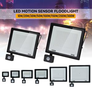 LED 홍수 빛 모션 센서 야외 조명 LED 220V 100W 200W 300W 야외 조명 방수 정원 조명 LED 빛 거리 게이트