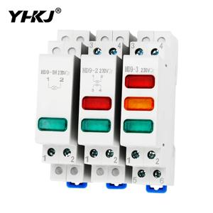 HD9 DIN 레일 마운트 LED 신호 램프 시리즈 9mm 18mm 220V 표시 파일럿 조명 빨간색 파란색 노란색 녹색 전원 신호등