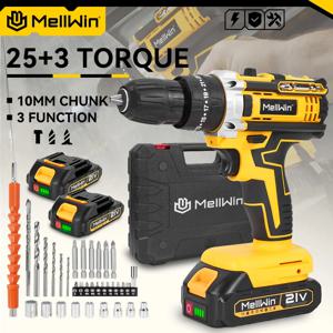 MELLWIN 25 + 3 토크 전기 임팩트 드릴 다목적 무선 전기 스크루 드라이버 Makita 18V 배터리 핀 용 DIY 전동 공구