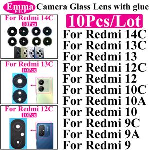 10Set 후면 카메라 유리 렌즈 Xiaomi Redmi 12 13 14C 10A 10C 12C 9A 9C NFC 9Prime 10Prime 메인 카메라 유리 렌즈 (스티커 포함)