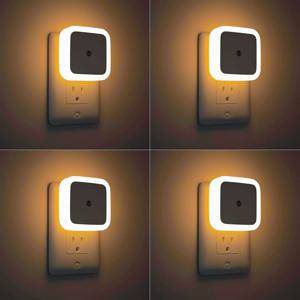 1/2/4Pack LED 야간 조명 벽에 연결 어린이 방 욕실 계단 복도에 대한 광 센서가있는 미니 사각형 조명 야간 램프