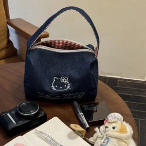 헬로 키티 자수 화장품 가방 Sanrio Anime 핸드백 만화 토트 대용량 클러치 백 여행 주최자 Satchel Gifts