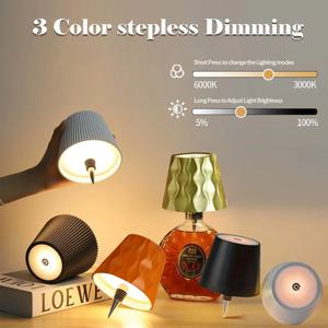 무선 와인 병 램프 Type-C 충전 터치 컨트롤 와인 병 조명 디밍 LED 테이블 램프 카페 바 분위기 야간 조명