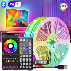 USB LED 스트립 조명 RGB 5050 LED 조명 음악 동기화 색상 변경 TV 백라이트 유연한 LED 램프 테이프 리본 파티 홈 데코용