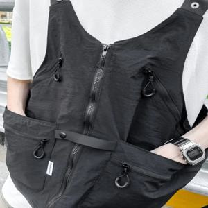 아웃도어 작업복 아메리칸 레트로 멀티 포켓 슬리브리스 나일론 조끼 배기 백팩 재킷 남녀 공용 소프트 옥스포드 원단