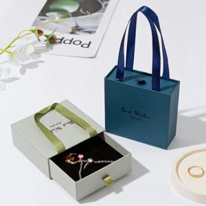 휴대용 보석 상자 종이 풀 아웃 서랍 보석 케이스 여행 휴대용 반지 귀걸이 목걸이 선물 포장 보관 상자