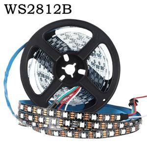 WS2812B 5050 RGBIC 스마트 LED 스트립 WS2812 개별적으로 주소 지정이 가능한 IC 30/60/144픽셀/Leds/m 조명 DC5V 검정색 IP30/67 방수