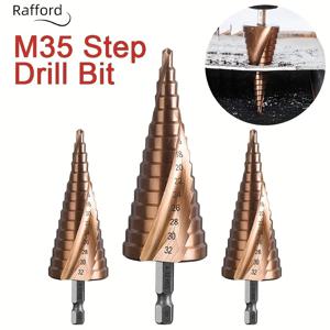 라포드 4-12/4-20/4-32mm M35 코발트 스텝 드릴 비트 테이퍼 HSS-CO HSS 드릴 비트 스파이럴 홈 삼각형 섕크 스테인리스 스틸용