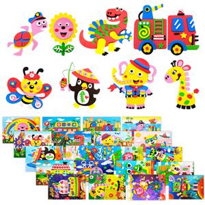 3D EVA 폼 스티커 퍼즐 DIY 만화 동물 교육용 장난감 유아 어린이 미술 공예 키트 창의 활동 생일 선물