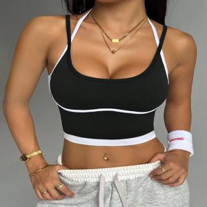 컬러 블로킹 비스틸 링 아름다운 등 스포츠 조끼 여성용 아웃도어웨어, 피트니스 런닝, 충격 흡수 모임, s