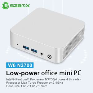 SZBOX W6 미니 PC 인텔 N3700 미니 PC 윈도우 10 SO-DIMM RAM 8GB 128GB SSD RJ45 1000M LAN M.2 SATA3*2 데스크탑 게이밍 컴퓨터
