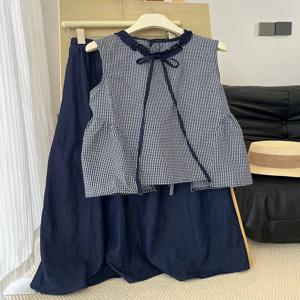 일본식 체크무늬 컬러 블록 여성 벨트 2025 가을 신상 독특하고 우아한 아름다운 컬러 블록 레트로 패턴 포켓 손수건