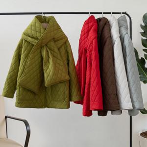 여성 가을 겨울 스카프 재킷 따뜻한 파카