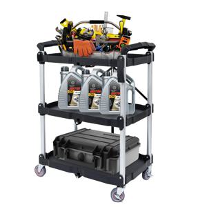 바퀴가 달린 접이식 서비스 카트, 휴대용 유틸리티 롤링 도구, 차고 카트, 접이식 보관 카트, 3 층