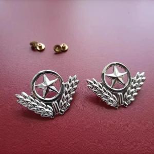 금속 칼라 버튼 원형 오각형 패턴 경비원 어깨 패치 부동산 관리 금색 은색 보안 칼라