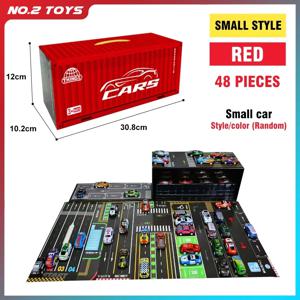 48개 미니 합금 자동차 세트 컨테이너 보관함 어린이 장난감 시뮬레이션 금속 관성 미니어처 자동차 모델 선물