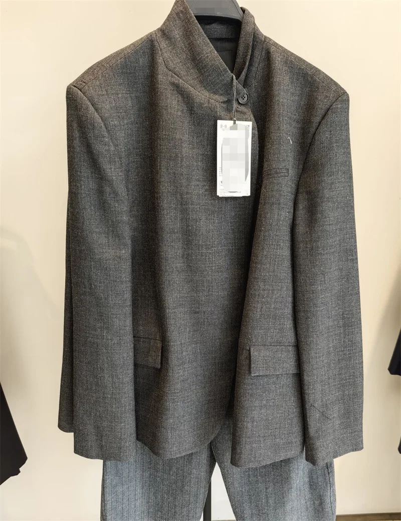 캐주얼 여성 블레이저 코트 팬츠 수트 긴 소매 라펠 스플릿 솔리드 재킷 여성 2025 가을 캐주얼 여성 스트리트 아우터웨어