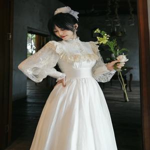 티이하일리 봄 가을 여성용 흰색 드레스 풀 랜턴 슬리브 롱 맥시 여성복 S-XL 빈티지 하이웨이스트 2025 신상 레이스 리오셀