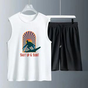 2025 여름 데일리웨어 남성 세트 서핑 혁신적인 프린트 민소매 캐주얼 편안한 가벼운 남성용 운동복 세트