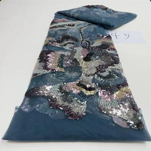 프랑스 아프리카 신랑 레이스 원단 비즈 장식 고품질 자수 여성 웨딩 드레스 나이지리아 스팽글 레이스 원단 4야드