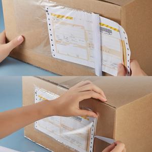 100팩 투명 자가 접착 포장 리스트 파우치 상단 로딩 디자인 - A5-17 x 25 배송 라벨 슬리브 및 포장 슬립