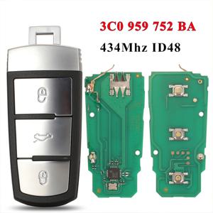 Jingyuqin 3 버튼 폭스 바겐 3C0 959 752 BA 434Mhz ID48 칩에 맞는 스마트 원격 자동차 키 Fob VW Passat B6 3C B7 Magotan CC