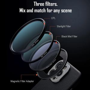 자기 빠른 설치 제거 휴대 전화 필터 IPhone 15 Pro / Max Plus 카메라 렌즈 용 67mm CPL 스타 블랙 미스트 필터