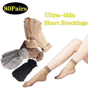 80 쌍 여성 크리스탈 양말 일회용 짧은 양말 투명 초박형 짧은 스타킹 놀이터 신발 피팅 필터 양말