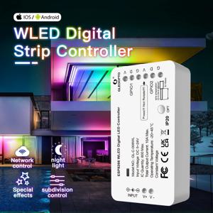 WLED 디지털 라이트 스트립 컨트롤러 WIFI DC5-24V 지원 WS2812 2811 SK6812 및 기타 RGB RGBW 라이트 스트립 800 IC DIY 가능