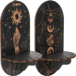 크리스탈 선반 디스플레이 벽 스탠드 나무 홀더랙 베이스 플로팅 선반, 장식 스타일 보헤미안 행잉 스탠드 장식, 1 개