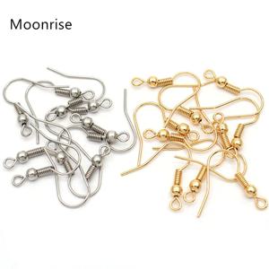 50pcs 316 스테인레스 스틸 저자 극성 귀걸이 후크 코일과 공 보석 만들기 20x20mm와 물고기 Earwire