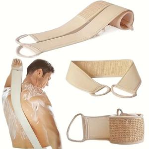 각질 제거 바디 스크러버 - 죽은 피부 제거 및 드라이 브러싱을 위한 부드러운 세척 천 |   샤워 및 스파용 스트랩이 있는 긴 목욕 스펀지