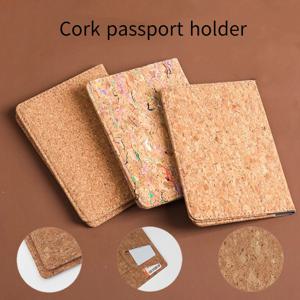 코르크 여권 홀더 나뭇결 가죽 여권 케이스 휴대용 카드 가방