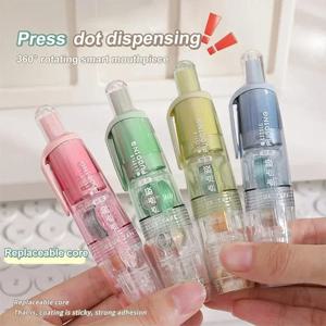 귀여운 점 접착제 테이프 양면 접착 롤러 어린이를위한 푸시 가능 및 리필 가능 소녀 DIY 사진 앨범 학교 문구 용품