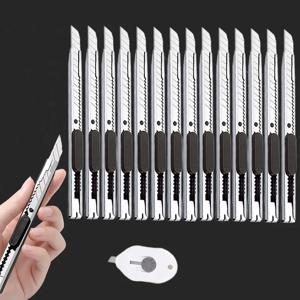 16pcs 유틸리티 나이프 스테인레스 스틸 종이 컷 박스 커터 도구 키트 미끄럼 방지 블레이드 Unboxing Knife 수공예 조각 도구